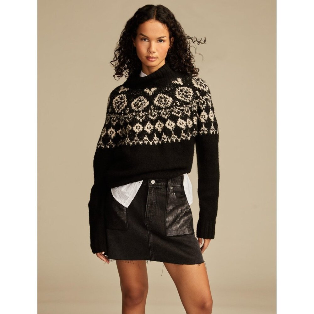 Lucky Brand Women's Sequin Denim Mini Skirt Black Size 14/32 MSRP $129